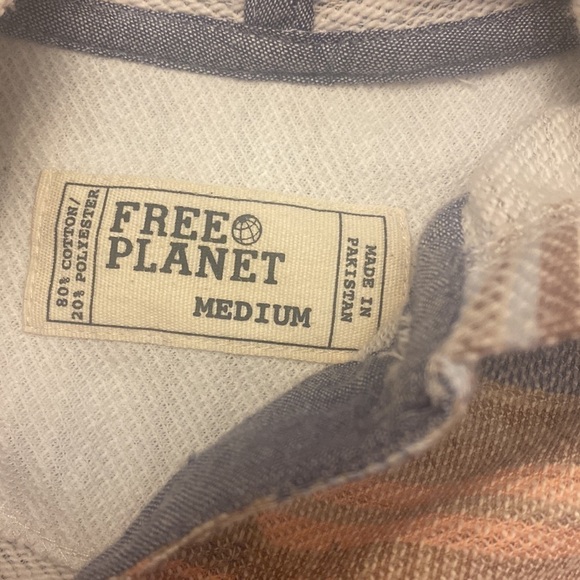 Free Planet striped pullover sweatshirt lightweight cotton club oversized - Picture 5 of 7
